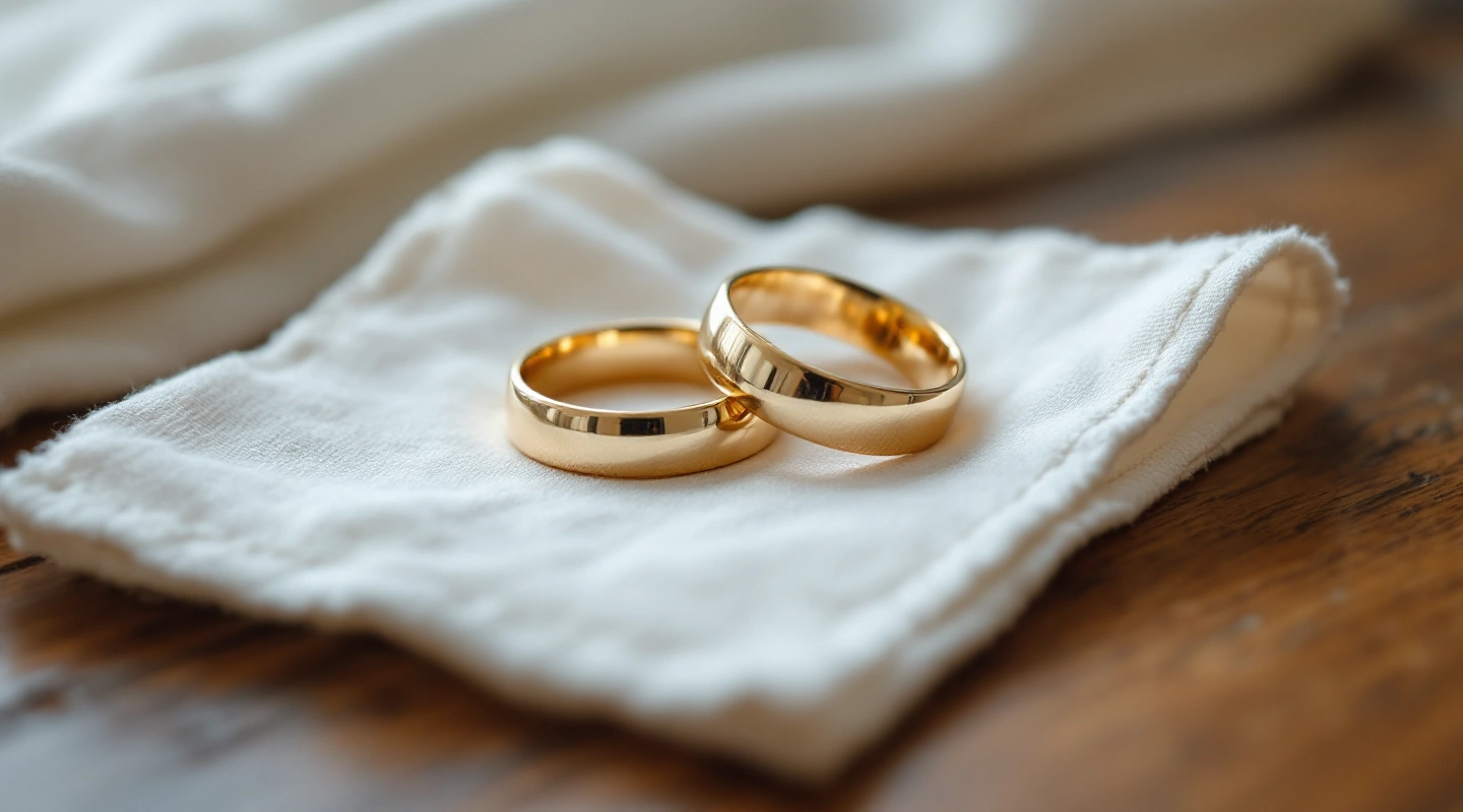 A small stack of coins beside a folded linen napkin.