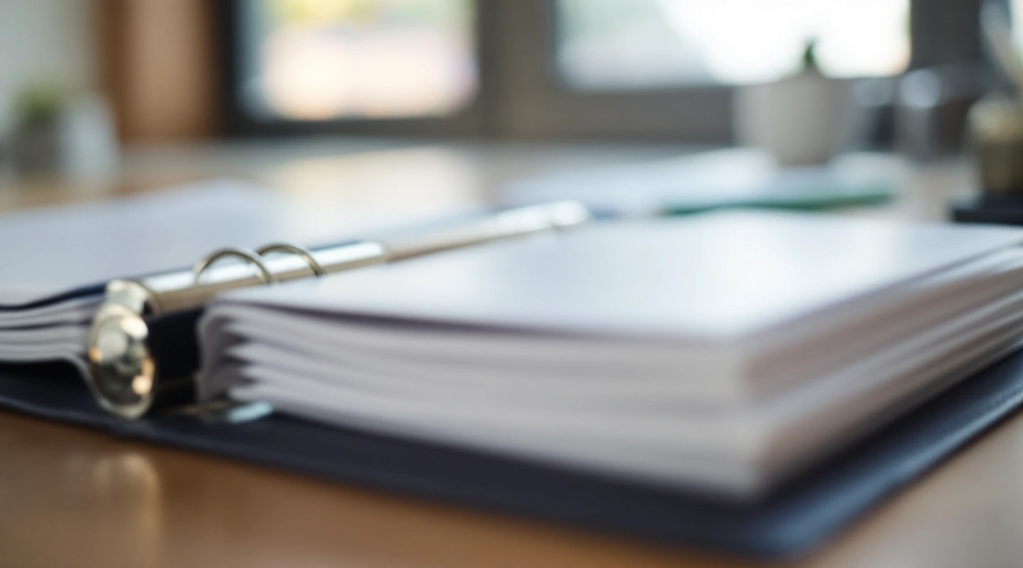 A stack of plain blank ring binders in a row.