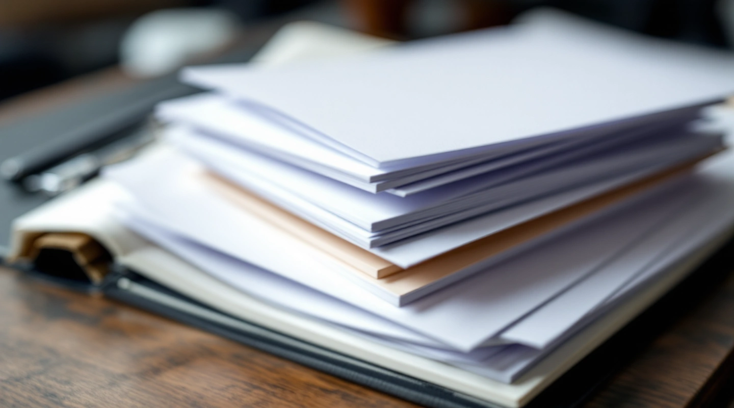 A set of blank cream envelopes stacked neatly.